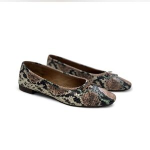Madewell Adelle Ballet Flat in Snake Embossed Leather with Bow Woman's 9